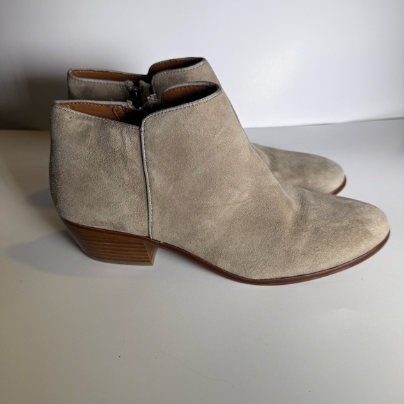 Women's Sam Edelman Size9 Tan Grey Ankle Suede Leather Boots Pre Owned - Picture 2 of 9